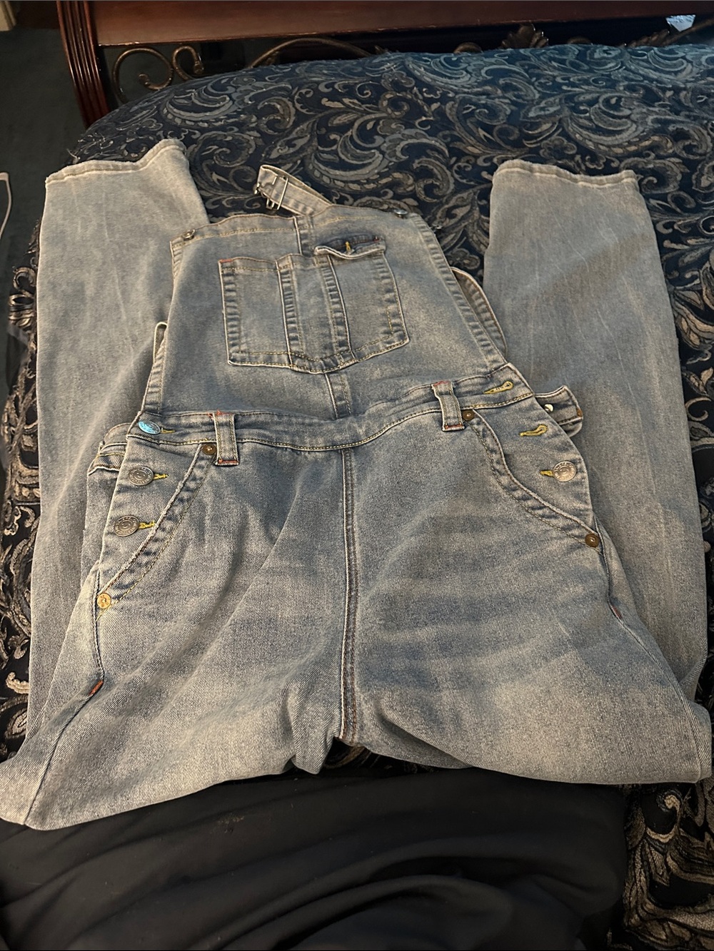 NWT True Religion Straight Overall Flap Big T Denim Overalls Size 32 Rare Y2K Bi